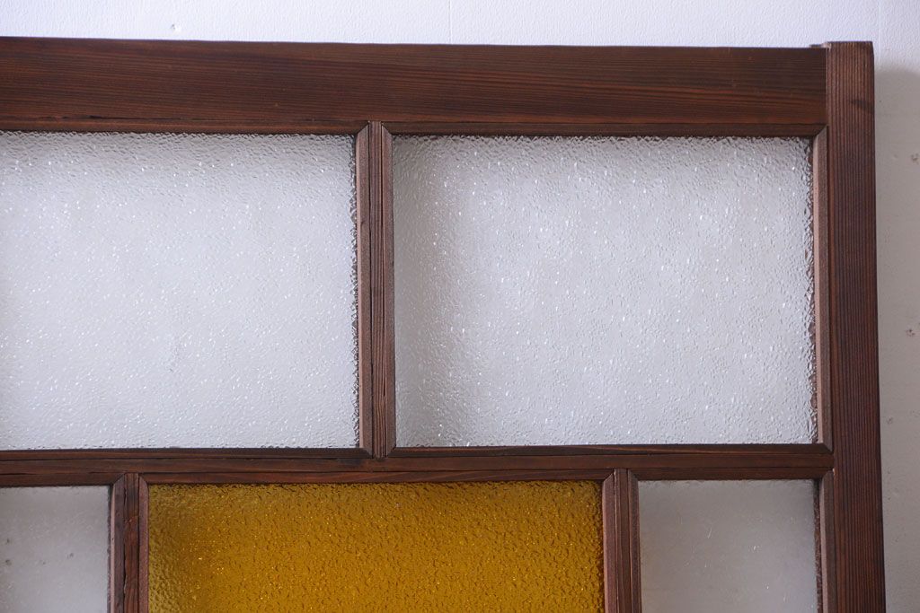 大正ロマン　当時物色ガラス入り!アンティークガラス戸2枚セット(窓)(1)