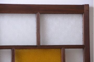 大正ロマン　当時物色ガラス入り!アンティークガラス戸2枚セット(窓)(1)