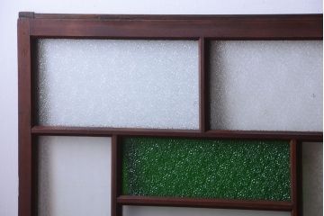 大正ロマン　当時物色ガラス入り!アンティークガラス戸2枚セット(窓)(2)