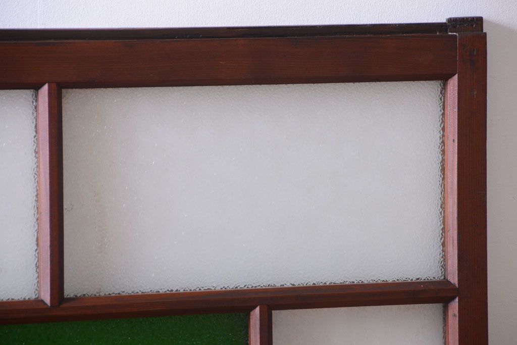 大正ロマン　当時物色ガラス入り!アンティークガラス戸2枚セット(窓)(2)