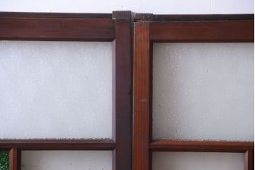 大正ロマン　当時物色ガラス入り!アンティークガラス戸2枚セット(窓)(2)