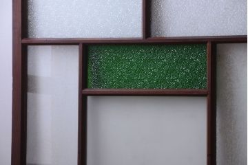 大正ロマン　当時物色ガラス入り!アンティークガラス戸2枚セット(窓)(2)