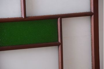 大正ロマン　当時物色ガラス入り!アンティークガラス戸2枚セット(窓)(2)