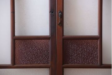 大正ロマン　当時物色ガラス入り!アンティークガラス戸2枚セット(窓)(2)