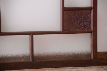 大正ロマン　当時物色ガラス入り!アンティークガラス戸2枚セット(窓)(2)