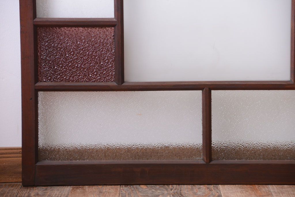 大正ロマン　当時物色ガラス入り!アンティークガラス戸2枚セット(窓)(2)