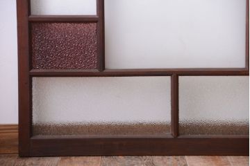 大正ロマン　当時物色ガラス入り!アンティークガラス戸2枚セット(窓)(2)