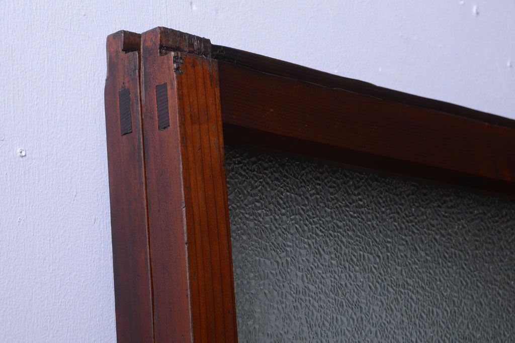 大正ロマン　当時物色ガラス入り!アンティークガラス戸2枚セット(窓)(2)