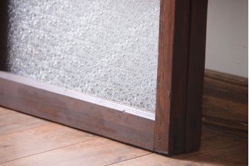 大正ロマン　当時物色ガラス入り!アンティークガラス戸2枚セット(窓)(2)