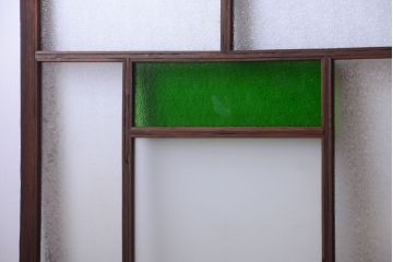 大正ロマン　当時物色ガラス入り!アンティークガラス戸2枚セット(窓)(2)