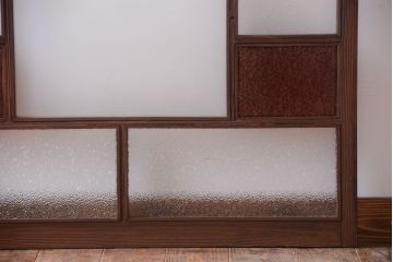 大正ロマン　当時物色ガラス入り!アンティークガラス戸2枚セット(窓)(2)