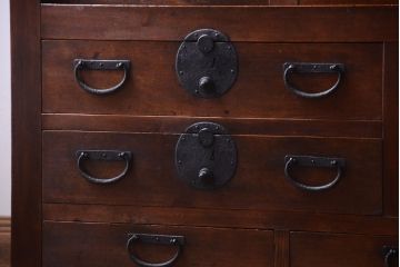 アンティーク家具　古民具・骨董　明治〜大正　古い木が味わい深い小ぶりな帳場箪笥