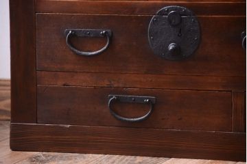 アンティーク家具　古民具・骨董　明治〜大正　古い木が味わい深い小ぶりな帳場箪笥