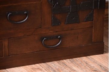 アンティーク家具　古民具・骨董　明治〜大正　古い木が味わい深い小ぶりな帳場箪笥