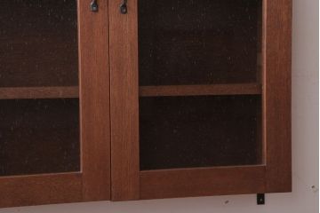 アンティーク家具　アンティーク　気泡ガラス入り!古い木のシンプルな壁掛け戸棚(3)