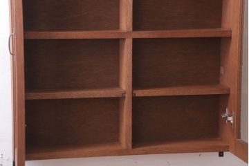 アンティーク家具　アンティーク　気泡ガラス入り!古い木のシンプルな壁掛け戸棚(3)