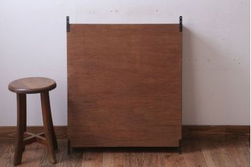 アンティーク家具　アンティーク　気泡ガラス入り!古い木のシンプルな壁掛け戸棚(3)