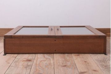 アンティーク家具　アンティーク　気泡ガラス入り!古い木のシンプルな壁掛け戸棚(3)