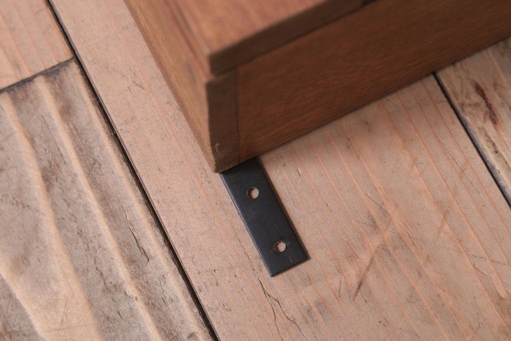 アンティーク家具　アンティーク　気泡ガラス入り!古い木のシンプルな壁掛け戸棚(3)