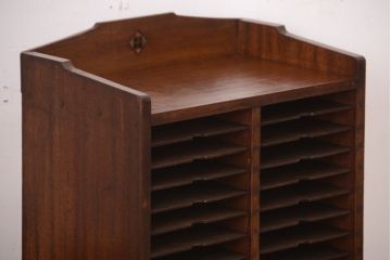 レトロ家具　昭和レトロ　象嵌入り!アンティーク書類棚(カルテケース)