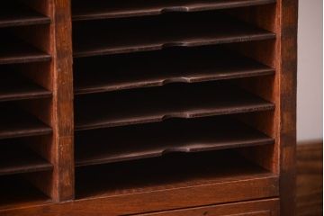 レトロ家具　昭和レトロ　象嵌入り!アンティーク書類棚(カルテケース)