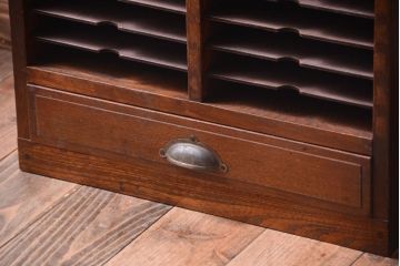 レトロ家具　昭和レトロ　象嵌入り!アンティーク書類棚(カルテケース)