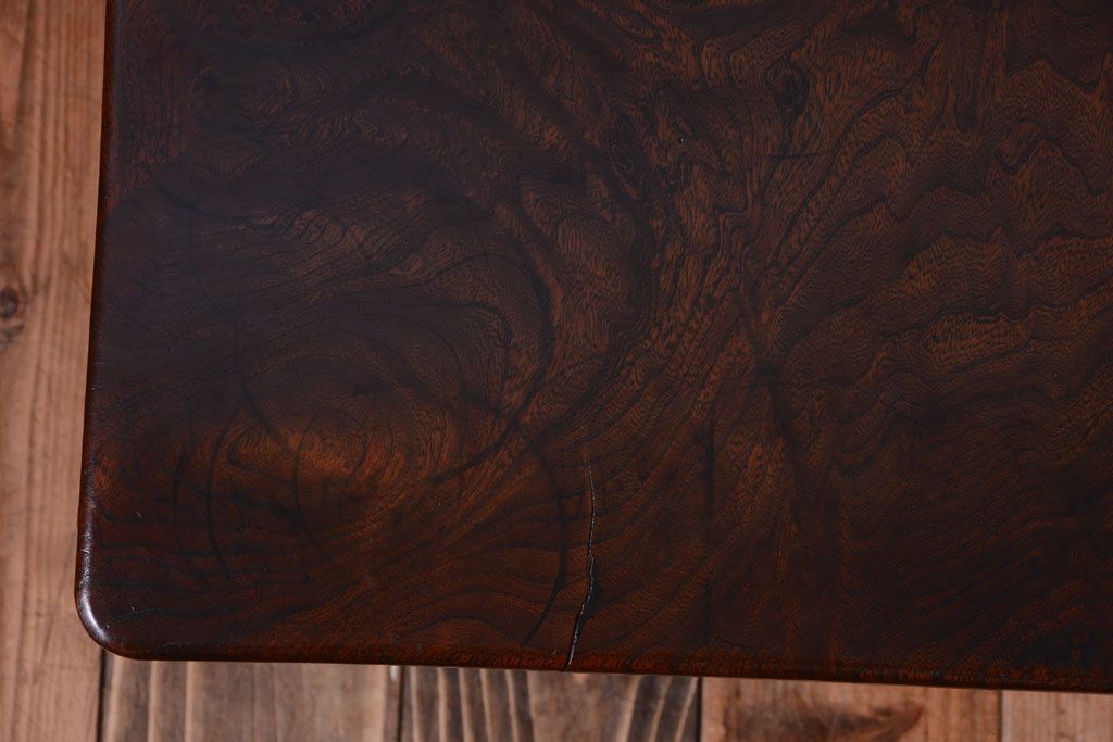 アンティーク雑貨　古民具・骨董　欅材玉杢!シンプルなサイドテーブル(花台)