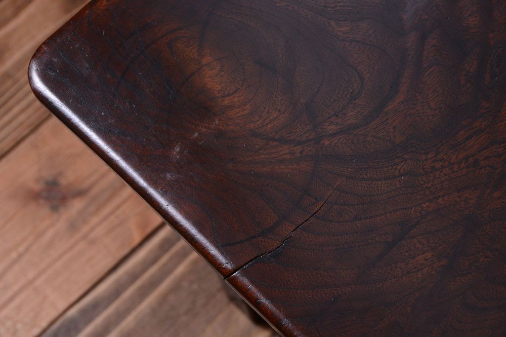 アンティーク雑貨　古民具・骨董　欅材玉杢!シンプルなサイドテーブル(花台)