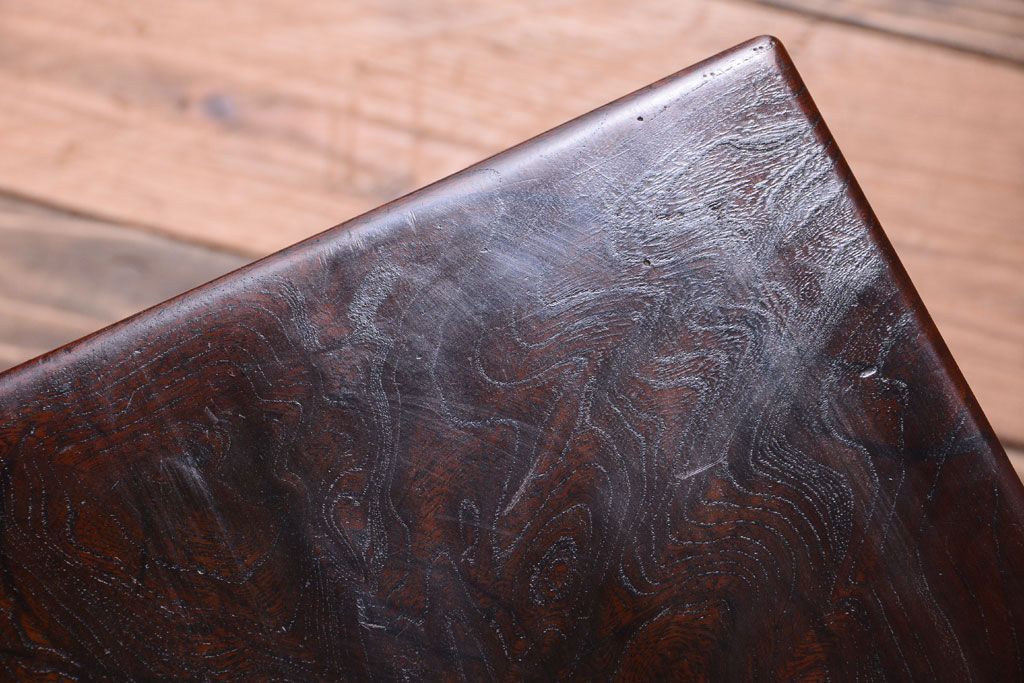 アンティーク雑貨　古民具・骨董　欅材玉杢!シンプルなサイドテーブル(花台)