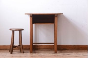 アンティーク雑貨　和製アンティーク　古い木味の平机(電話台・花台)