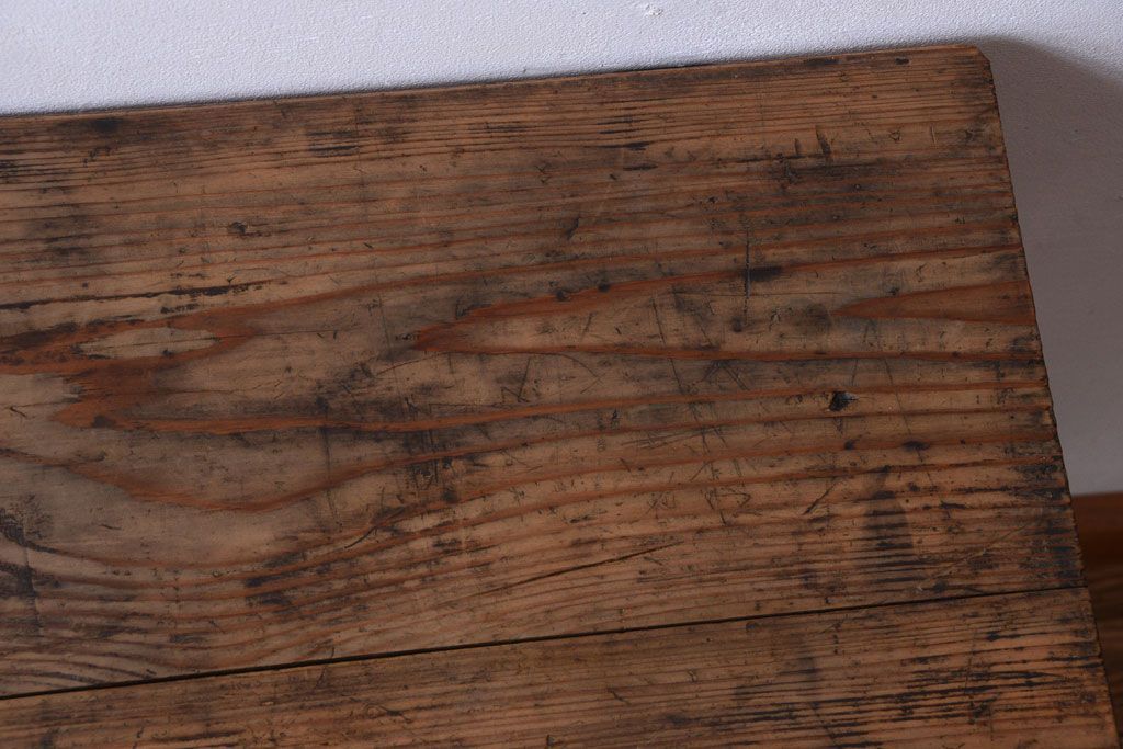 アンティーク雑貨　和製アンティーク　古い木味の平机(電話台・花台)