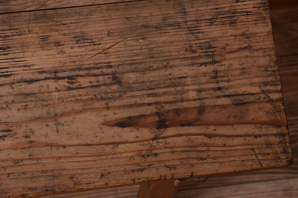 アンティーク雑貨　和製アンティーク　古い木味の平机(電話台・花台)