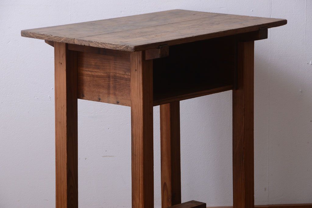 アンティーク雑貨　和製アンティーク　古い木味の平机(電話台・花台)