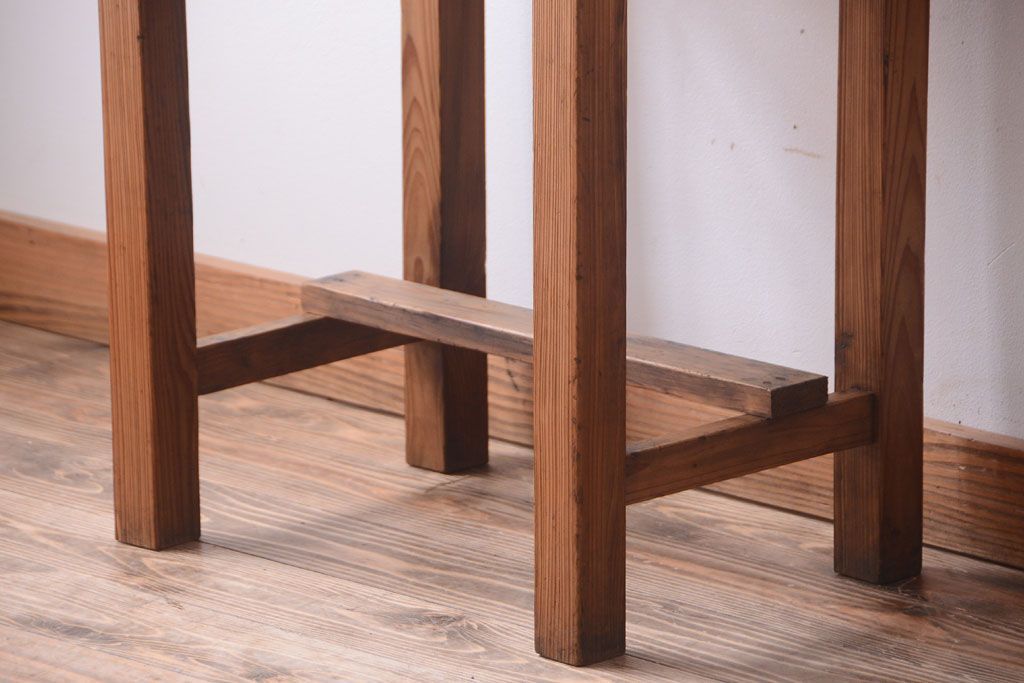 アンティーク雑貨　和製アンティーク　古い木味の平机(電話台・花台)