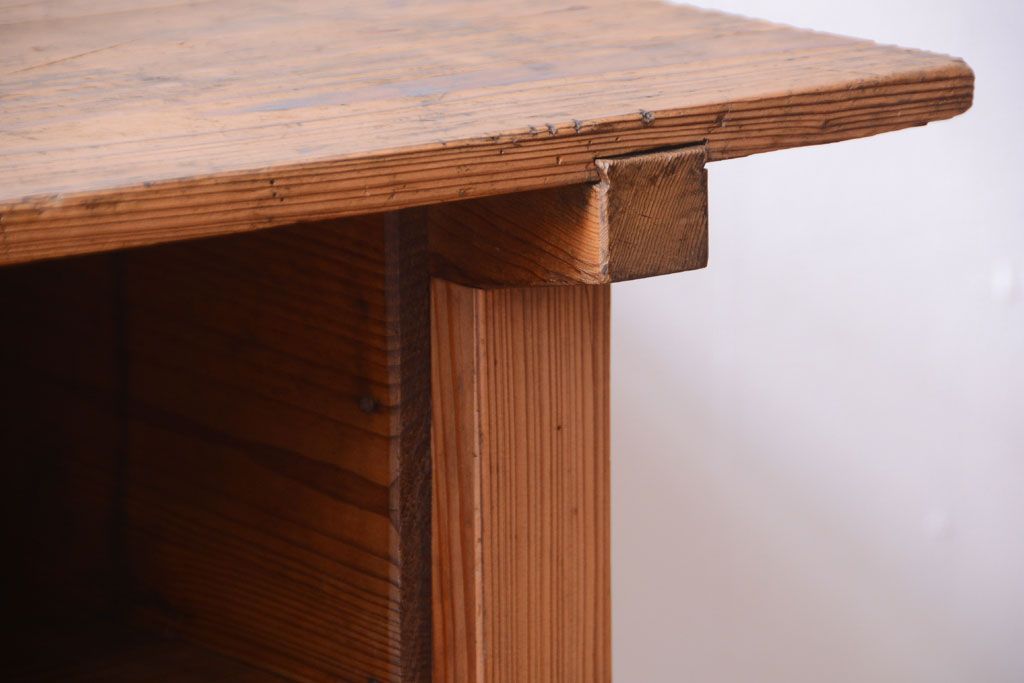 アンティーク雑貨　和製アンティーク　古い木味の平机(電話台・花台)