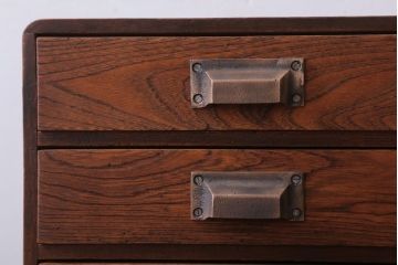 レトロ家具　昭和レトロ　ナラ材・カバ材製!小さくてかわいいアンティーク小引き出し