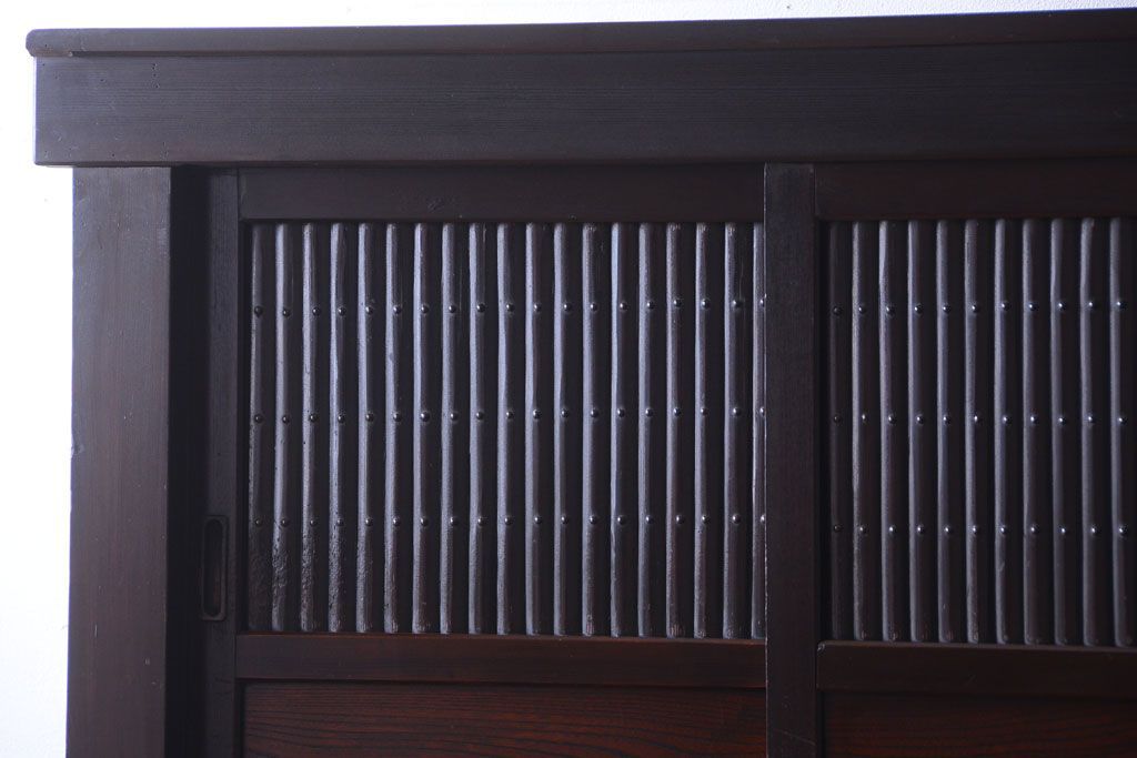 アンティーク家具　古民具・骨董　昇り引き出し付き!六尺水屋箪笥(近江水屋箪笥、食器棚)