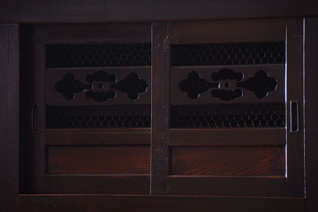 アンティーク家具　古民具・骨董　昇り引き出し付き!六尺水屋箪笥(近江水屋箪笥、食器棚)