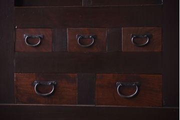 アンティーク家具　古民具・骨董　昇り引き出し付き!六尺水屋箪笥(近江水屋箪笥、食器棚)