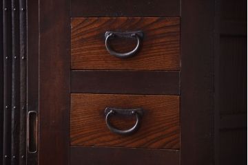 アンティーク家具　古民具・骨董　昇り引き出し付き!六尺水屋箪笥(近江水屋箪笥、食器棚)