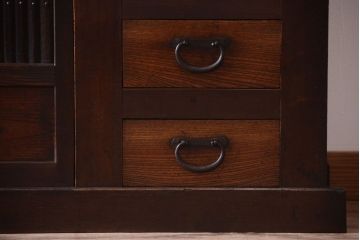 アンティーク家具　古民具・骨董　昇り引き出し付き!六尺水屋箪笥(近江水屋箪笥、食器棚)