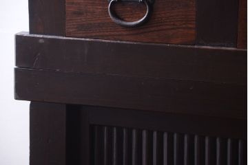 アンティーク家具　古民具・骨董　昇り引き出し付き!六尺水屋箪笥(近江水屋箪笥、食器棚)