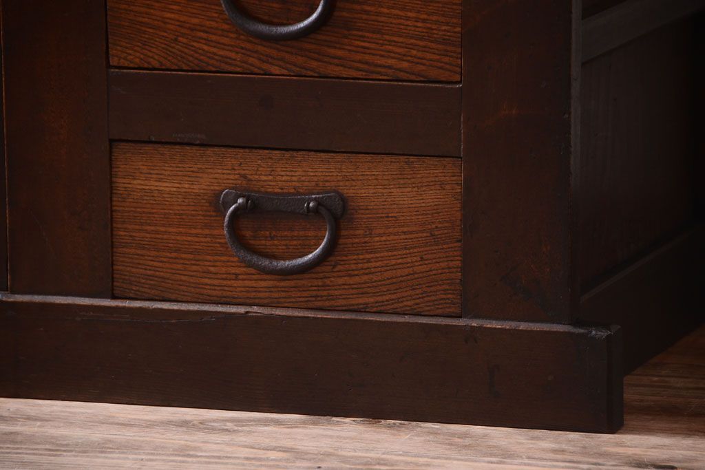 アンティーク家具　古民具・骨董　昇り引き出し付き!六尺水屋箪笥(近江水屋箪笥、食器棚)