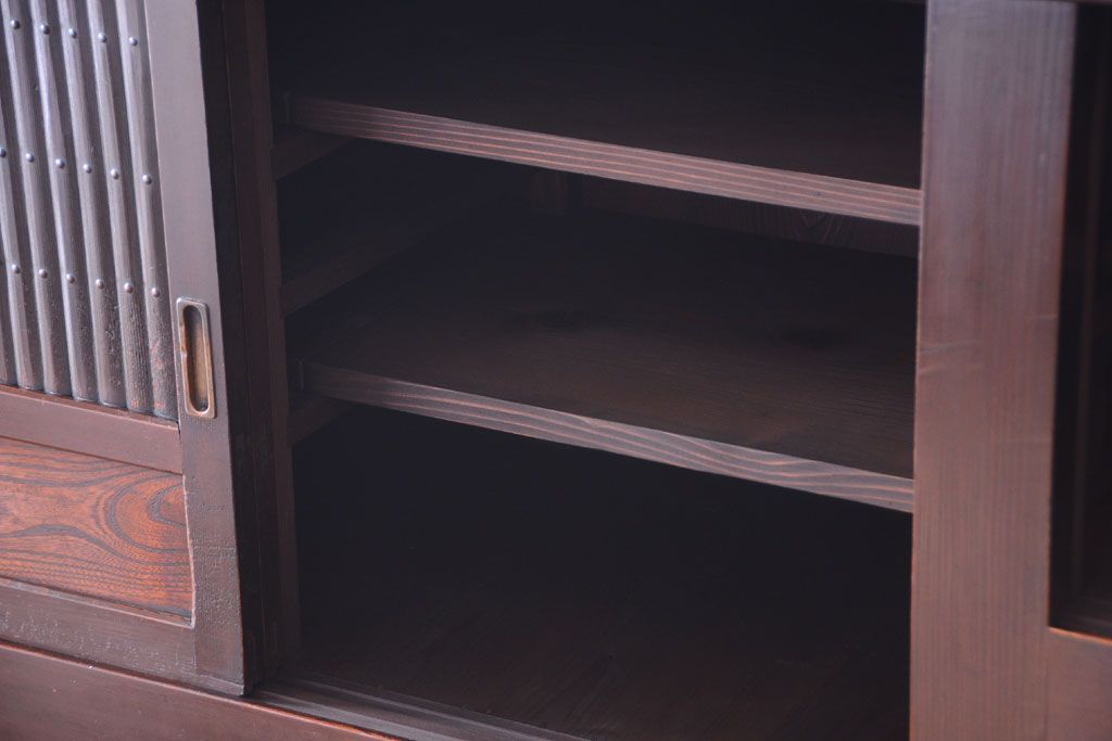 アンティーク家具　古民具・骨董　昇り引き出し付き!六尺水屋箪笥(近江水屋箪笥、食器棚)