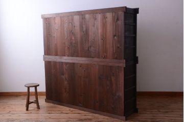 アンティーク家具　古民具・骨董　昇り引き出し付き!六尺水屋箪笥(近江水屋箪笥、食器棚)