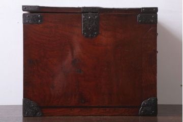 アンティーク雑貨　古民具・骨董　総欅!玉杢材製のアンティーク上手物硯箱