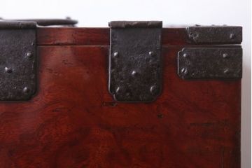 アンティーク雑貨　古民具・骨董　総欅!玉杢材製のアンティーク上手物硯箱