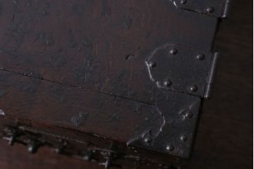 アンティーク雑貨　古民具・骨董　総栗!金具が立派な古い硯箱