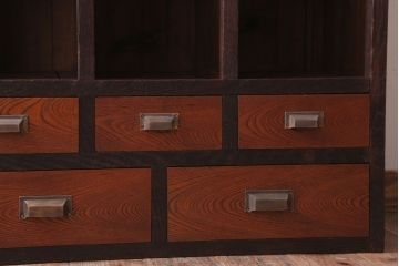 アンティーク家具　和製アンティーク　5杯引き出し付き!マス目収納棚