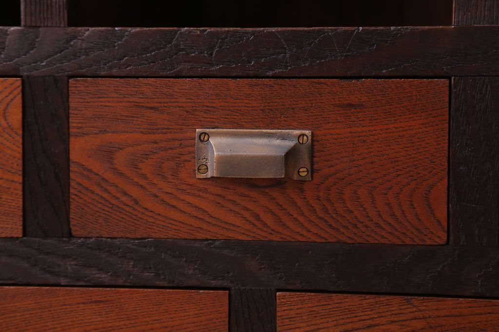 アンティーク家具　和製アンティーク　5杯引き出し付き!マス目収納棚